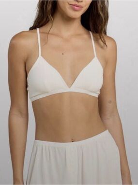 NUUDS |  White Ribbed Triangle Bralette with Adjustable Straps
